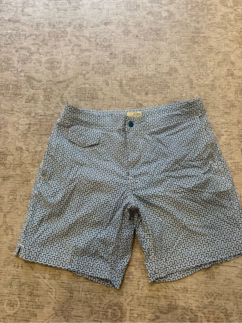 J. Crew Navy & White Geometric Flat Front Shorts